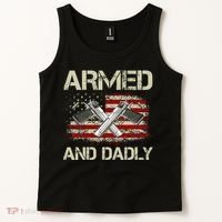 Gun American Flag Armed And Dadly Funny Deadly Fathers Day Tank Top thumb 2