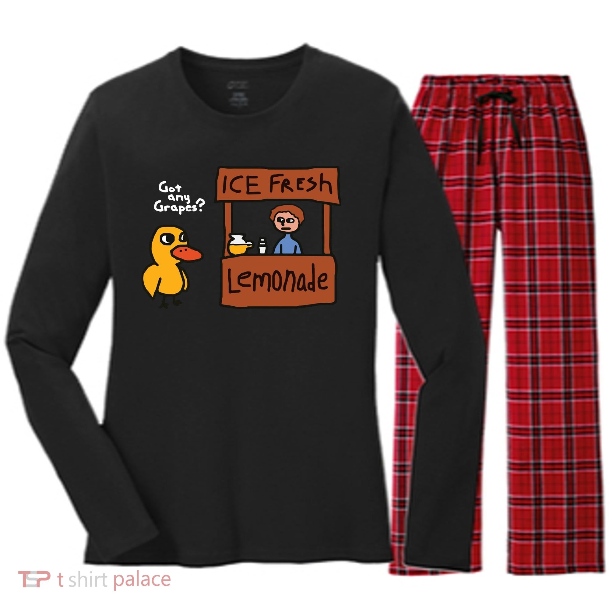 Got Any Grapes Duck Song Lemonade Women's Long Sleeve Flannel Pajama Set 