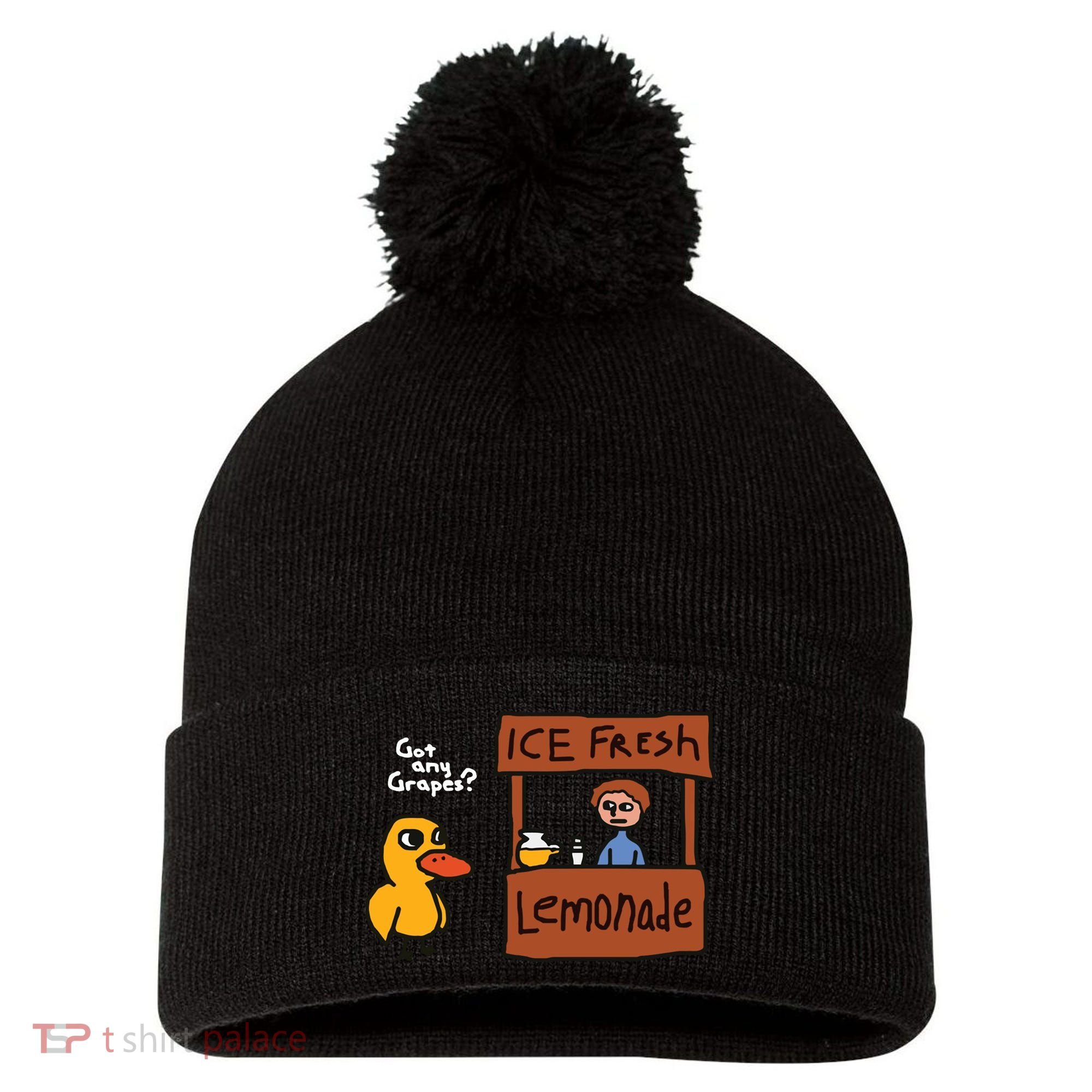 Got Any Grapes Duck Song Lemonade Pom Pom 12in Knit Beanie