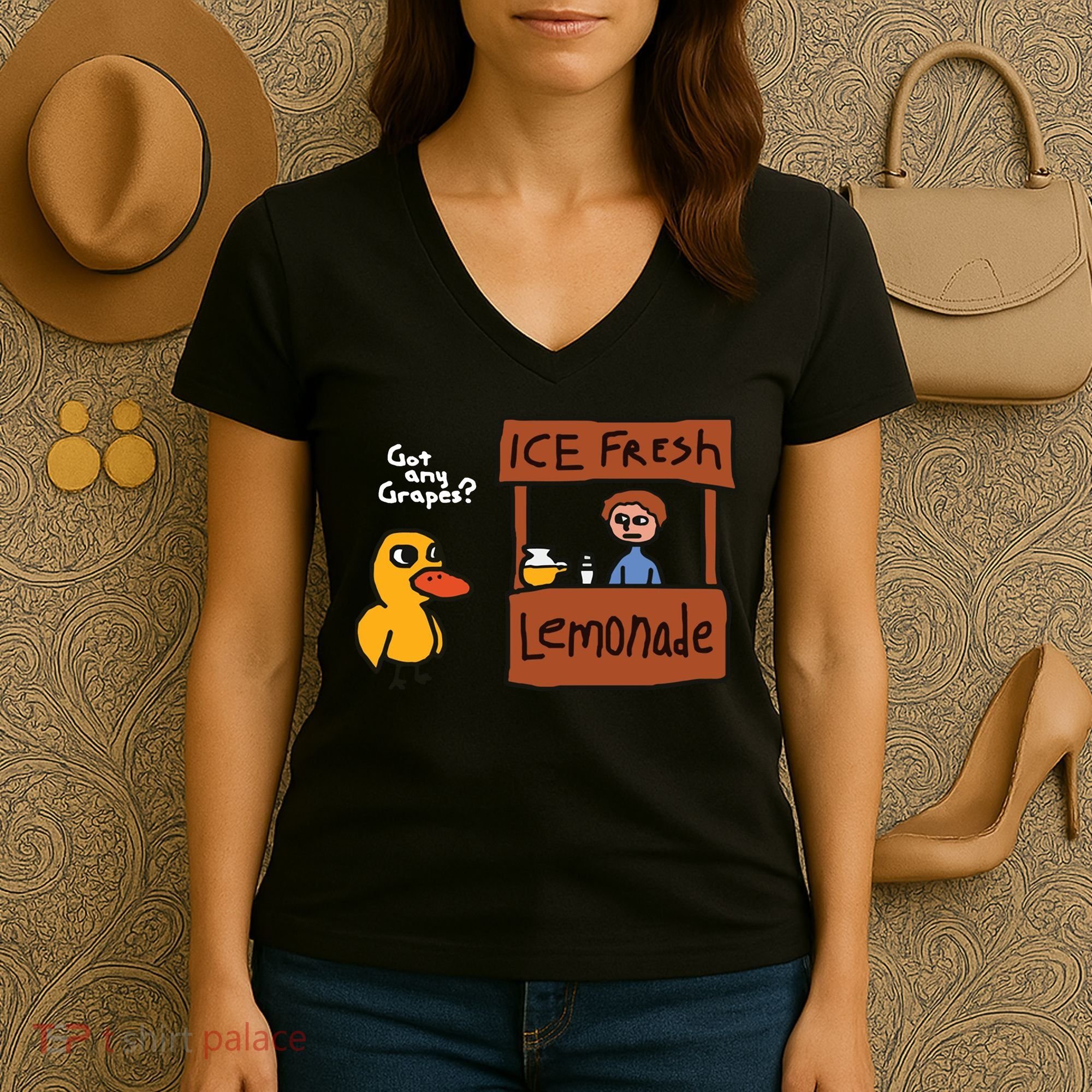 Got Any Grapes Duck Song Lemonade Women's V-Neck T-Shirt