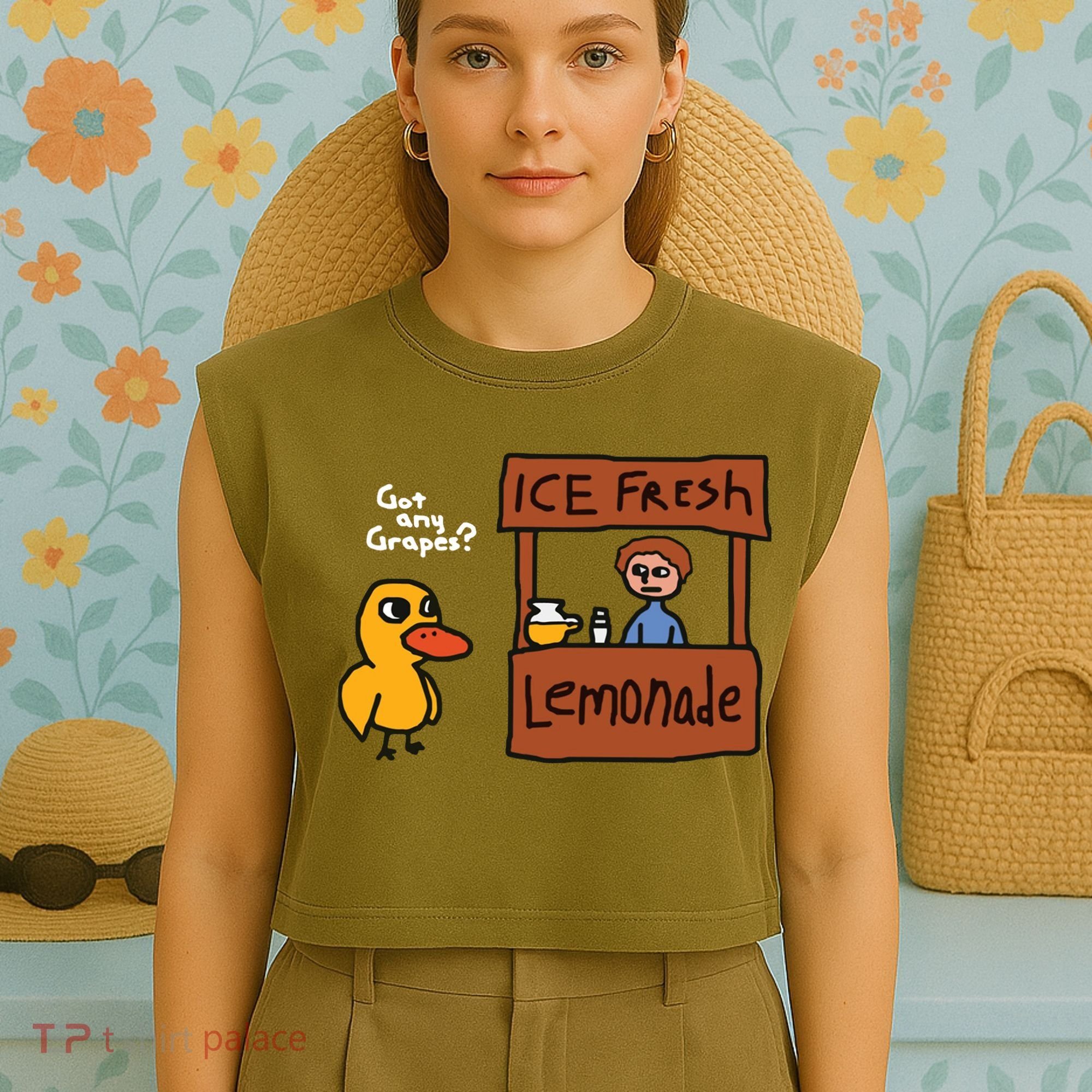 Got Any Grapes Duck Song Lemonade Garment-Dyed Women's Muscle Tee