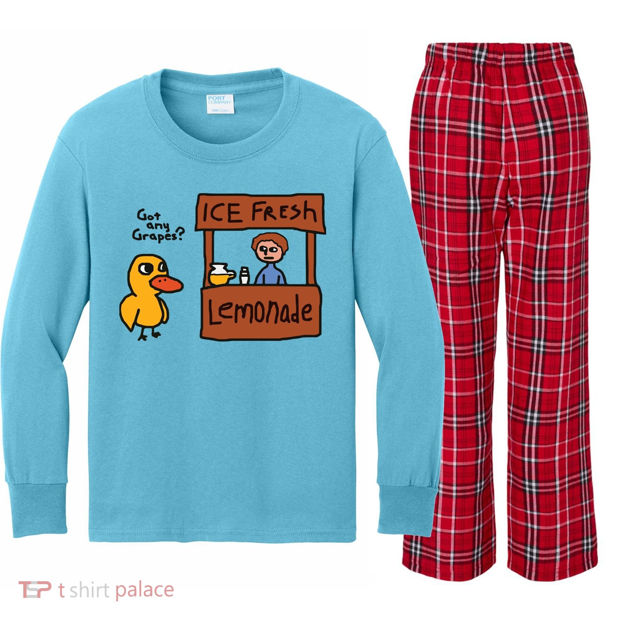 Got Any Grapes Duck Song Lemonade Kids Long Sleeve Plaid Pajama Set