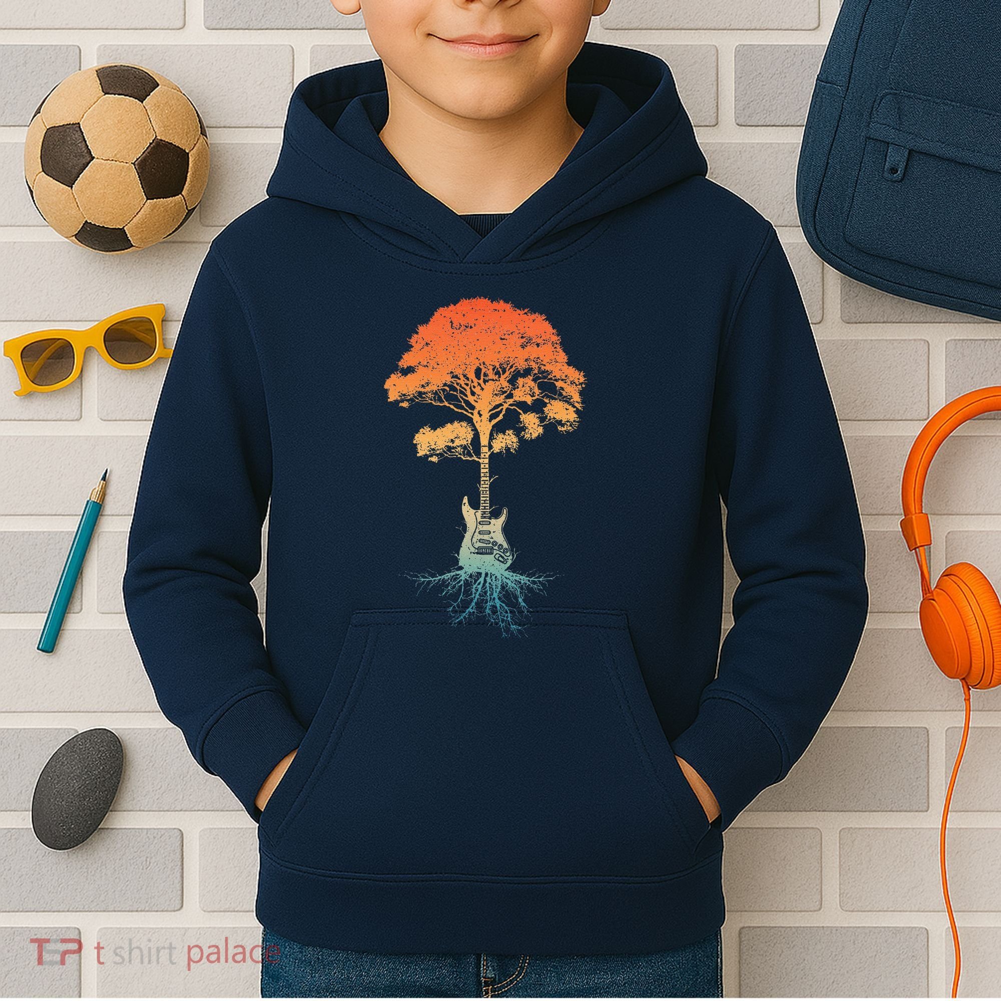 Guitar Art Guitar Player Rockstar Guitarist Kids Hoodie