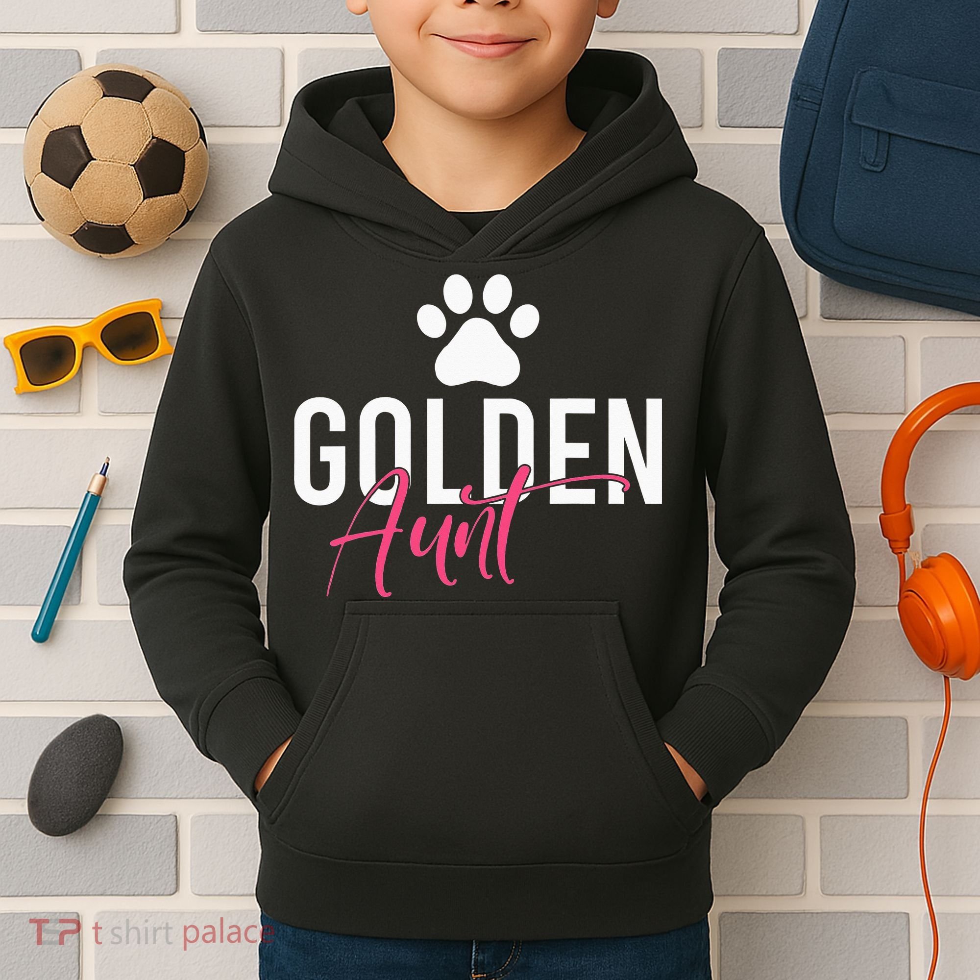 Golden Aunt Golden Retriever Aunt Kids Hoodie