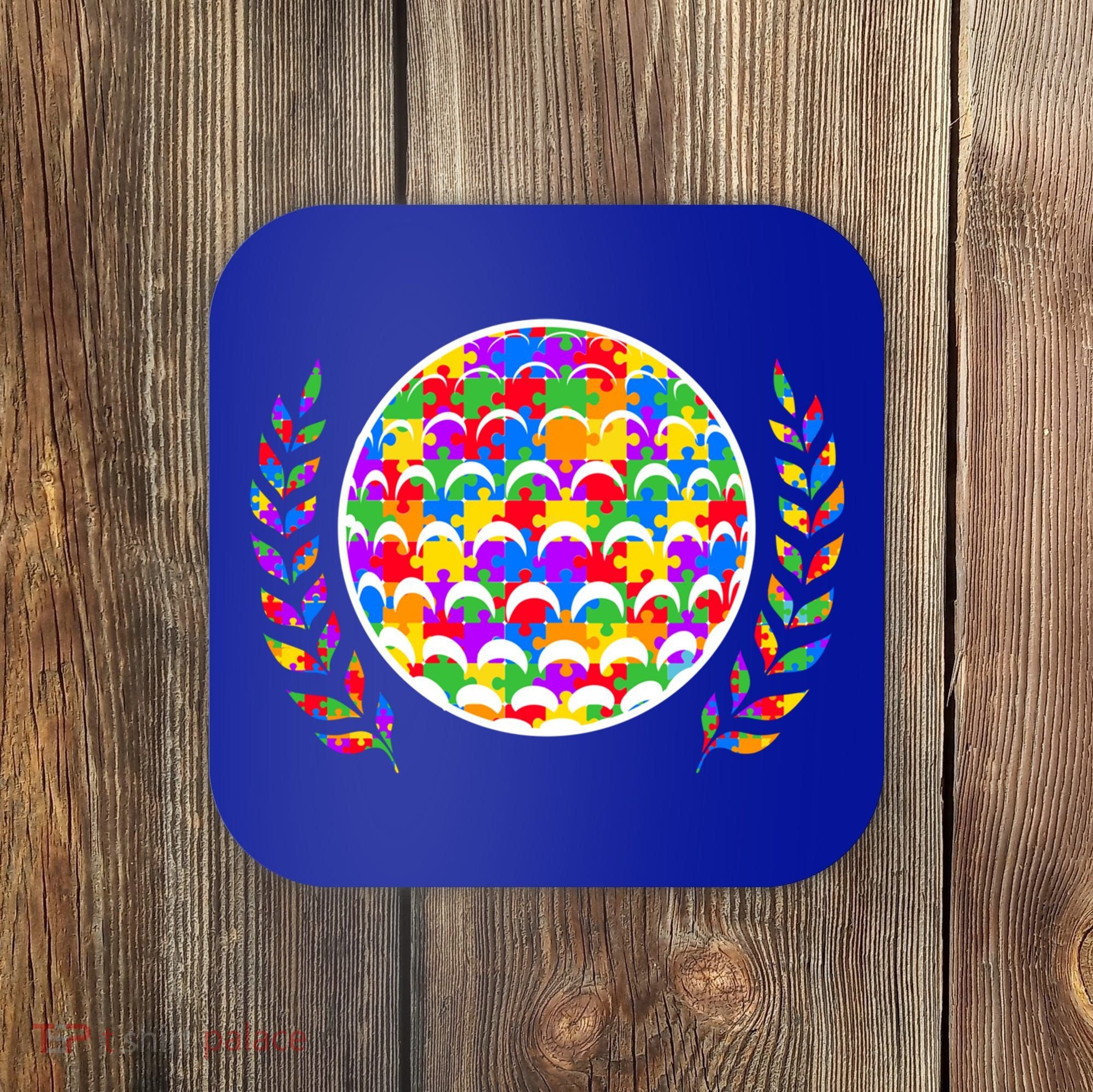 Golf Autism Golf Awareness Acceptance Golfers Tee Gift Coaster