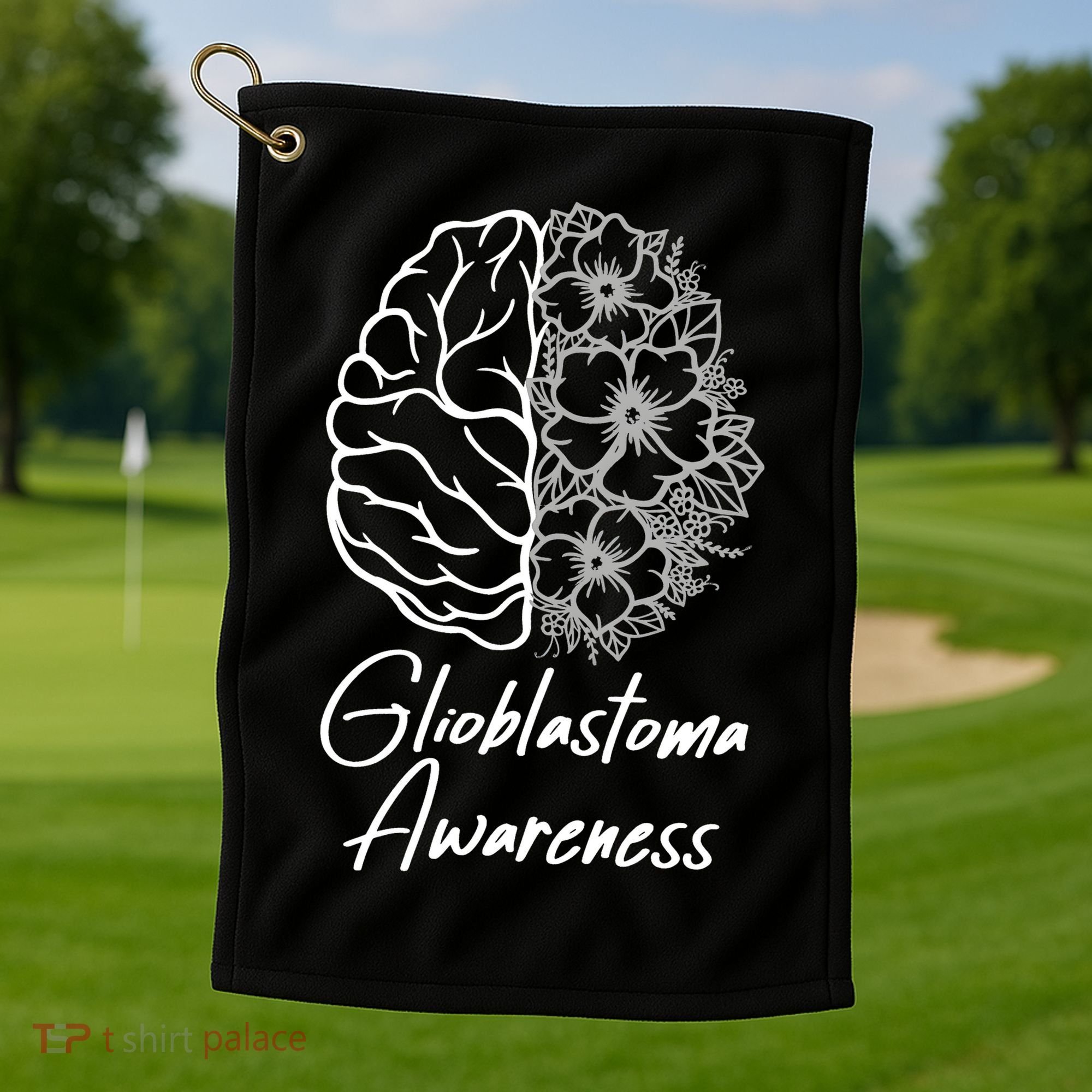 Glioblastoma Awareness Gray Ribbon Golf Towel