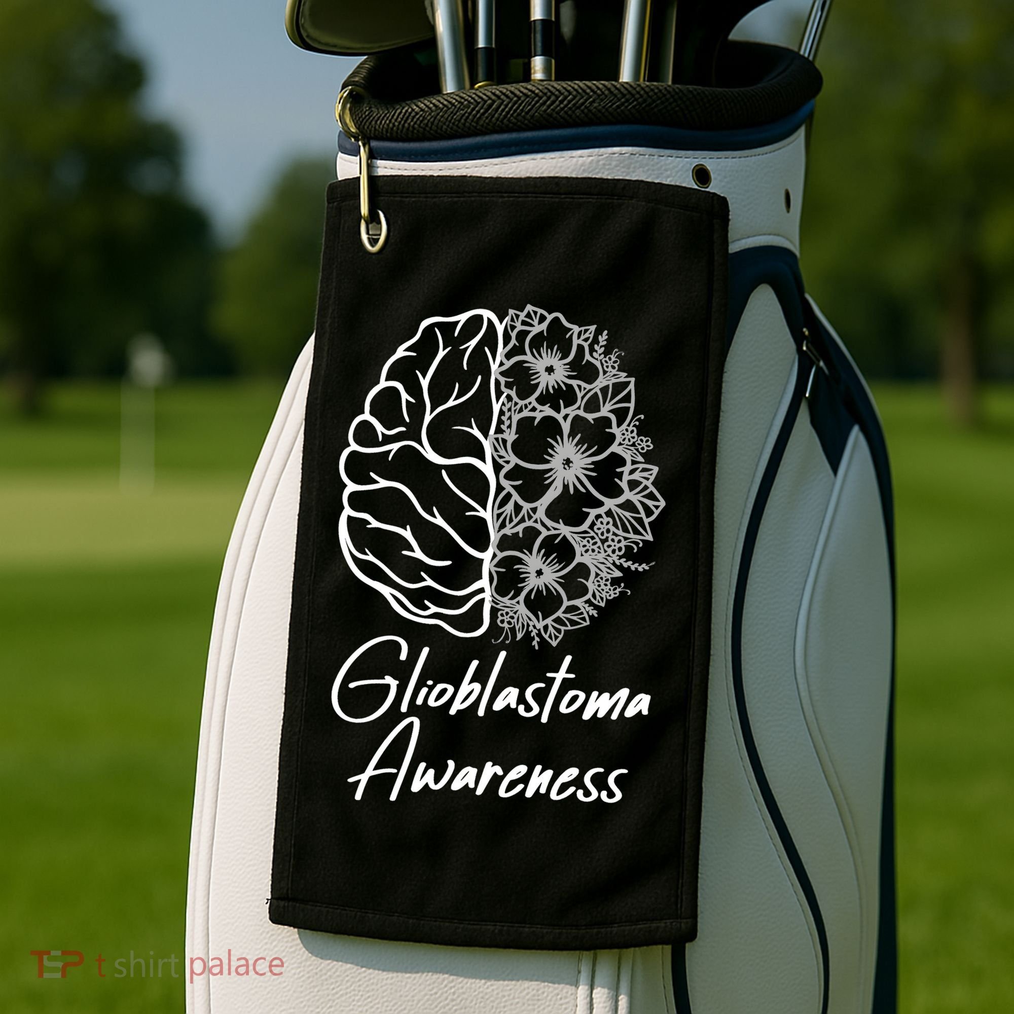 Glioblastoma Awareness Gray Ribbon Golf Towel