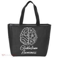 Glioblastoma Awareness Gray Ribbon Tote Bag thumb 0