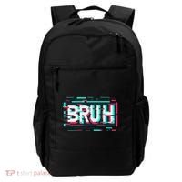 Glitch Aesthetic Gamer Bruh Meme Funny Saying Backpack thumb 0