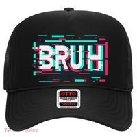 Glitch Aesthetic Gamer Bruh Meme Funny Saying Hat thumb 0