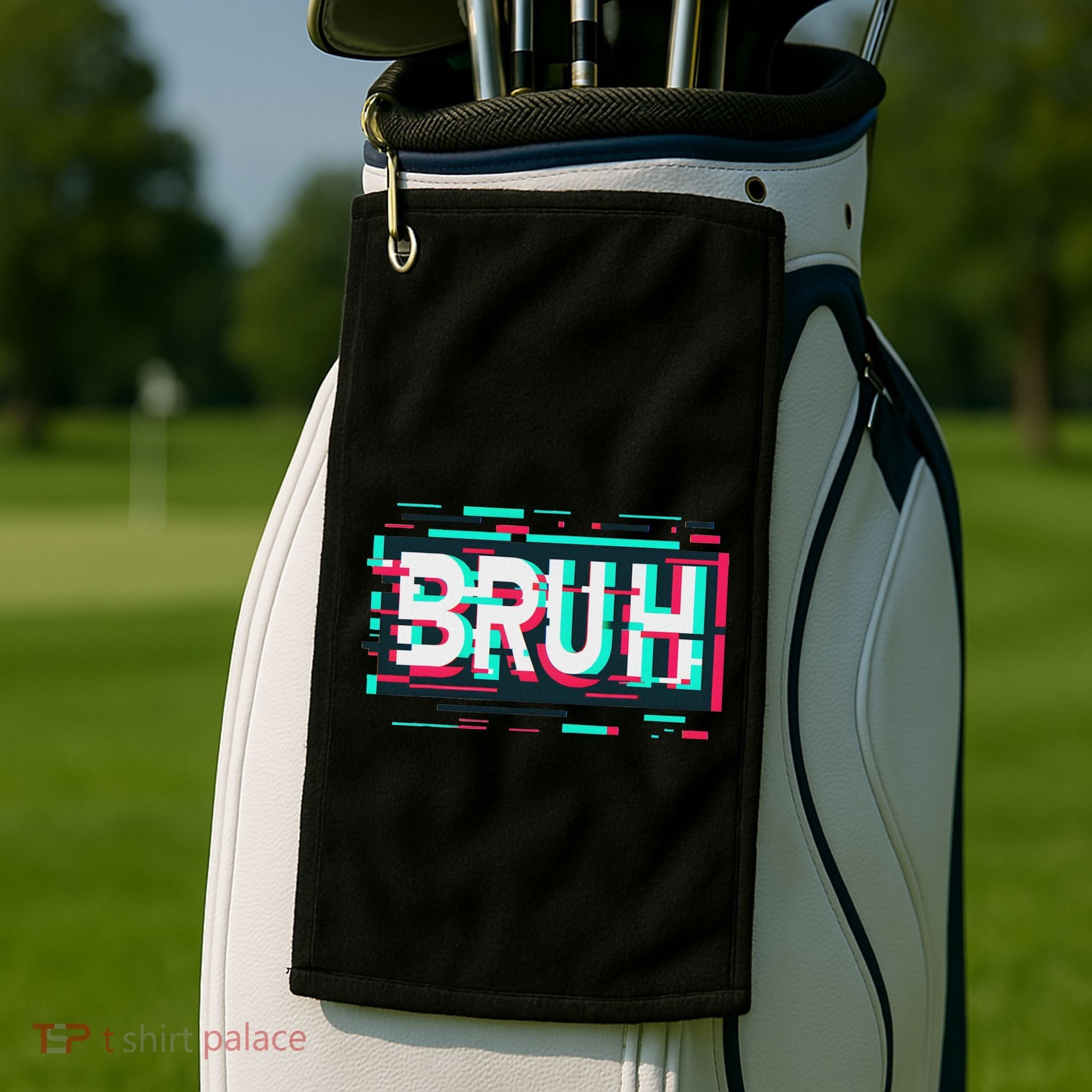Glitch Aesthetic Gamer Bruh Meme Funny Saying Golf Towel