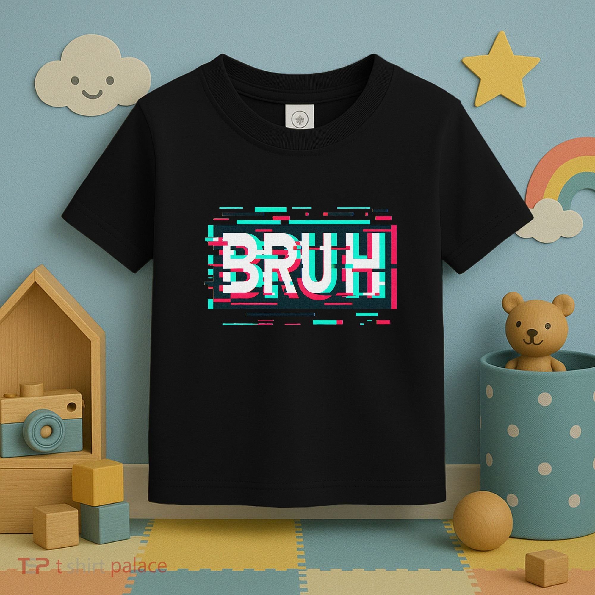 Glitch Aesthetic Gamer Bruh Meme Funny Saying Toddler T-Shirt