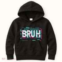 Glitch Aesthetic Gamer Bruh Meme Funny Saying Kids Hoodie thumb 0