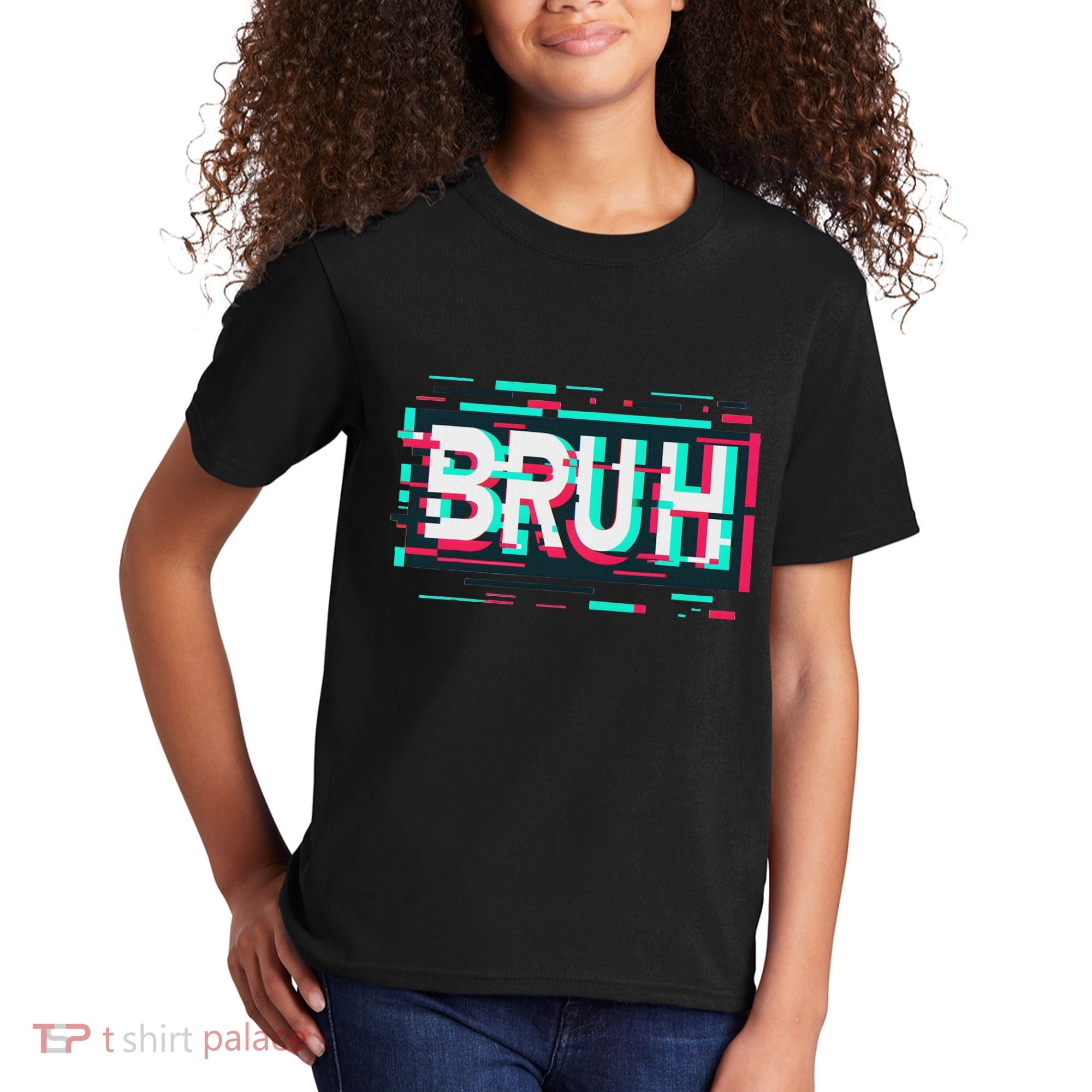 Glitch Aesthetic Gamer Bruh Meme Funny Saying Kids T-Shirt