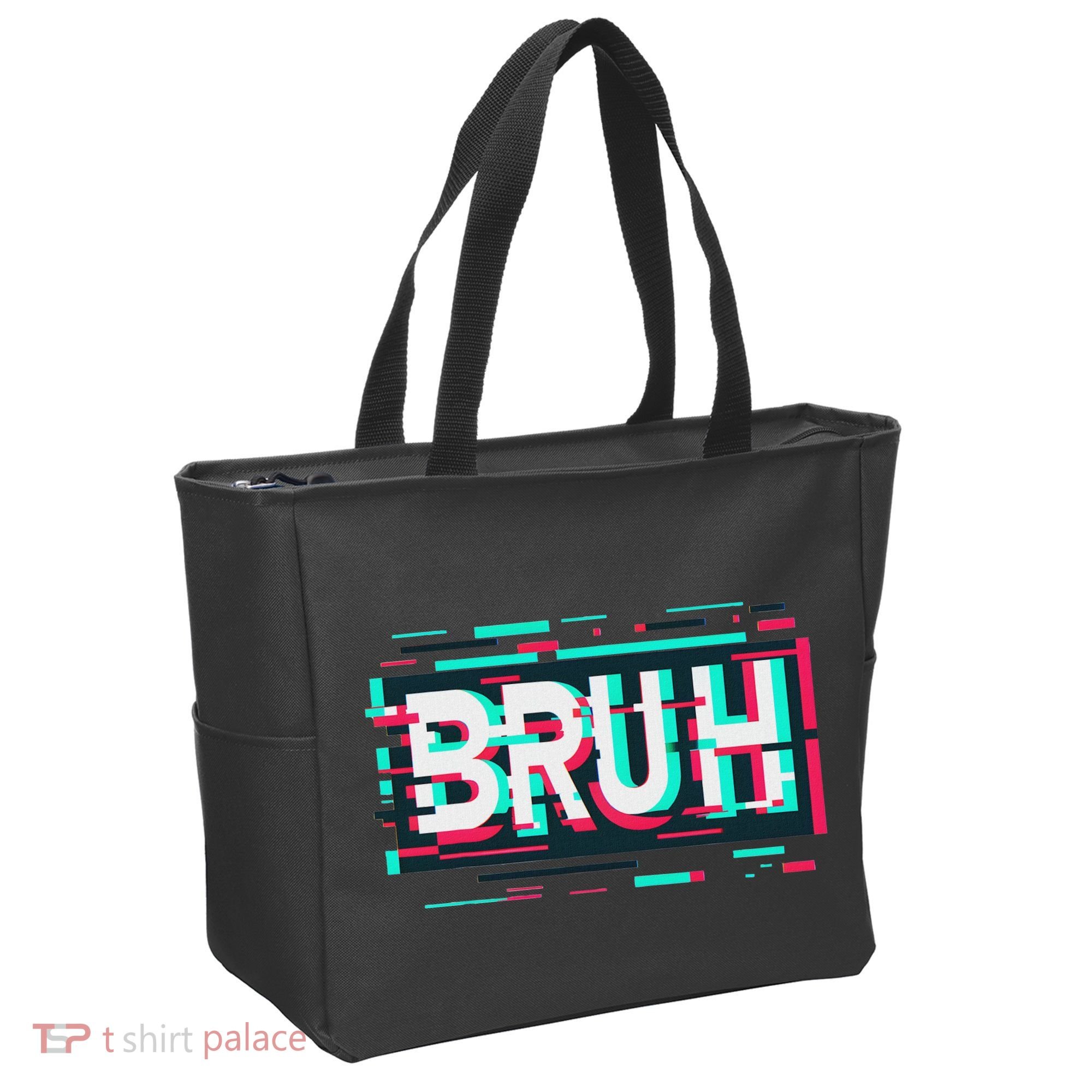 Glitch Aesthetic Gamer Bruh Meme Funny Saying Tote Bag
