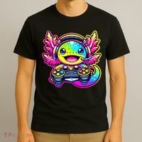 Gamesolotl Axolotl Gamer Cute Anime Kawaii T-Shirt thumb 3