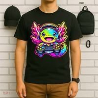 Gamesolotl Axolotl Gamer Cute Anime Kawaii T-Shirt thumb 6