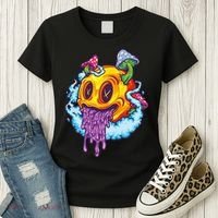 Goblincore Aesthetic Grunge Fungi Mushroom Skull Women's T-Shirt thumb 3