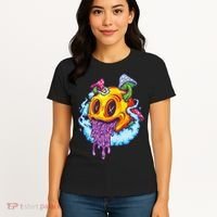 Goblincore Aesthetic Grunge Fungi Mushroom Skull Women's T-Shirt thumb 4