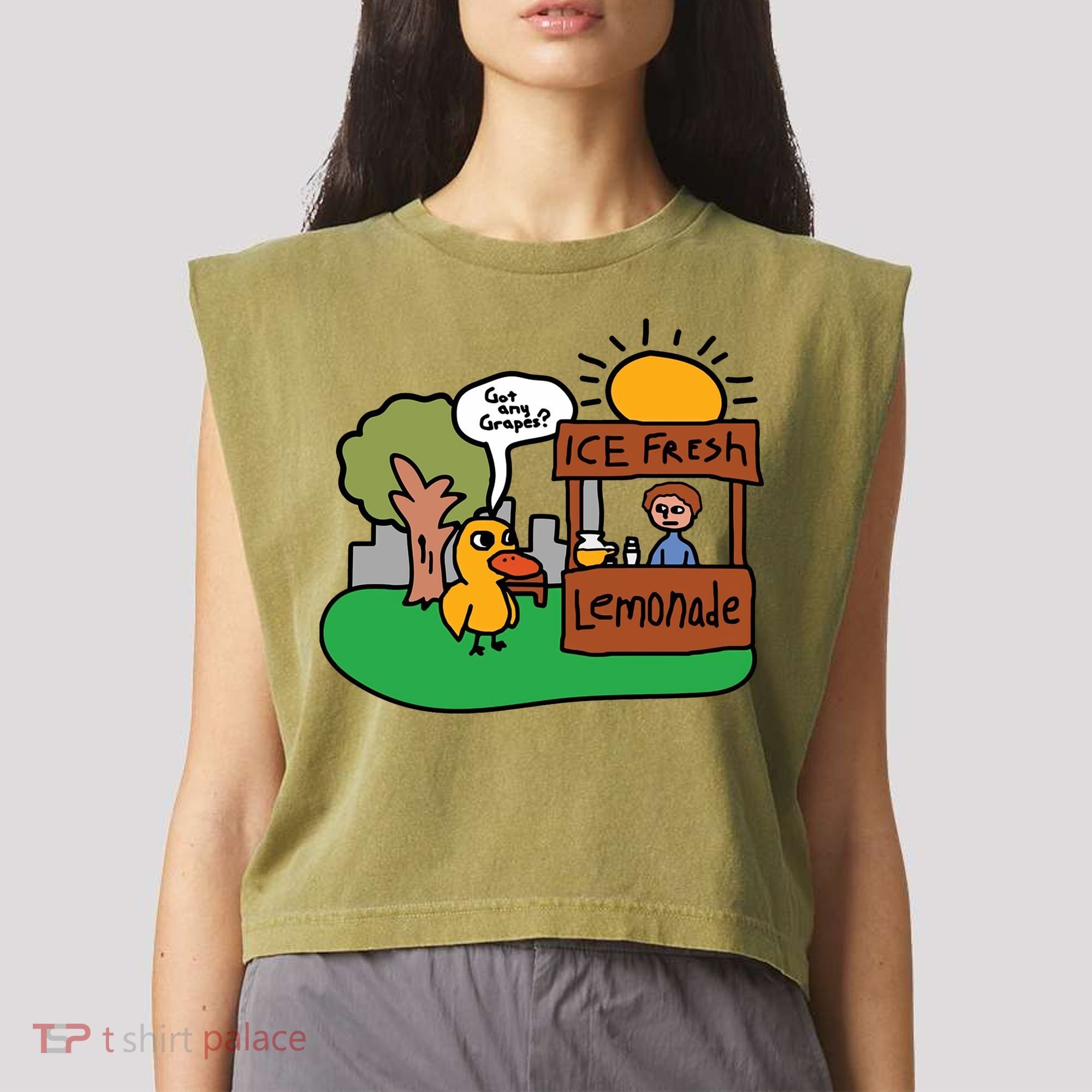 Got Any Grapes Ice Fresh Lemonade Funny Duck Garment-Dyed Women's Muscle Tee