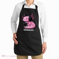 Gamer Axolotl Gamesolotl Fish Gaming Video Gamer Apron thumb 2