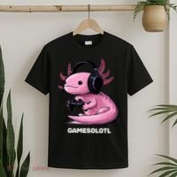 Gamer Axolotl Gamesolotl Fish Gaming Video Gamer T-Shirt thumb 2