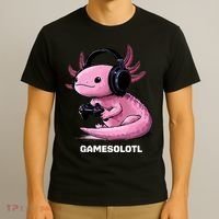 Gamer Axolotl Gamesolotl Fish Gaming Video Gamer T-Shirt thumb 3