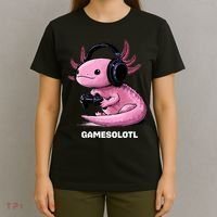 Gamer Axolotl Gamesolotl Fish Gaming Video Gamer T-Shirt thumb 4