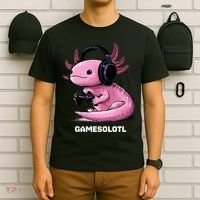 Gamer Axolotl Gamesolotl Fish Gaming Video Gamer T-Shirt thumb 6