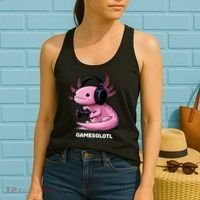 Gamer Axolotl Gamesolotl Fish Gaming Video Gamer Women's Tank Top thumb 2