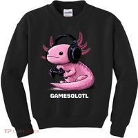 Gamer Axolotl Gamesolotl Fish Gaming Video Gamer Kids Sweatshirt thumb 0