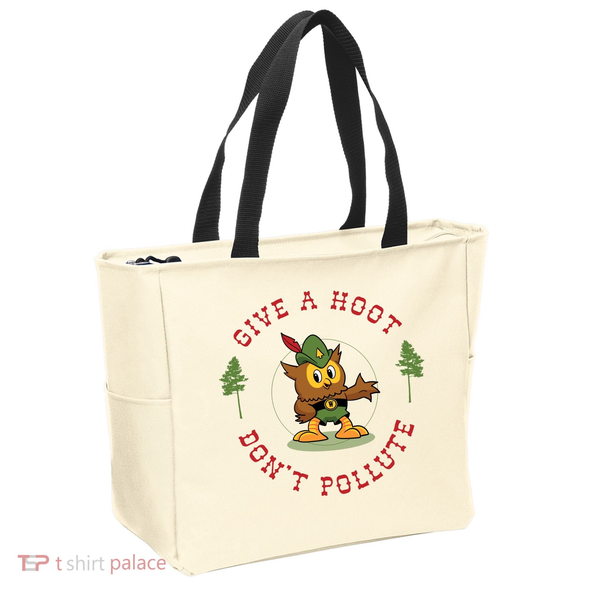 Give A Hoot Dont Pollute Cute Woodsy Owl Forest Keeper Tote Bag