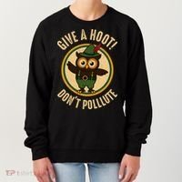 Give A Hoot! Don't Pollute Owl Eco-Friendly Women's Sweatshirt thumb 0