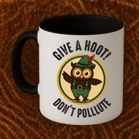 Give A Hoot! Don't Pollute Owl Eco-Friendly Coffee Mug thumb 2