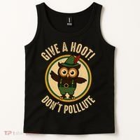 Give A Hoot! Don't Pollute Owl Eco-Friendly Tank Top thumb 2