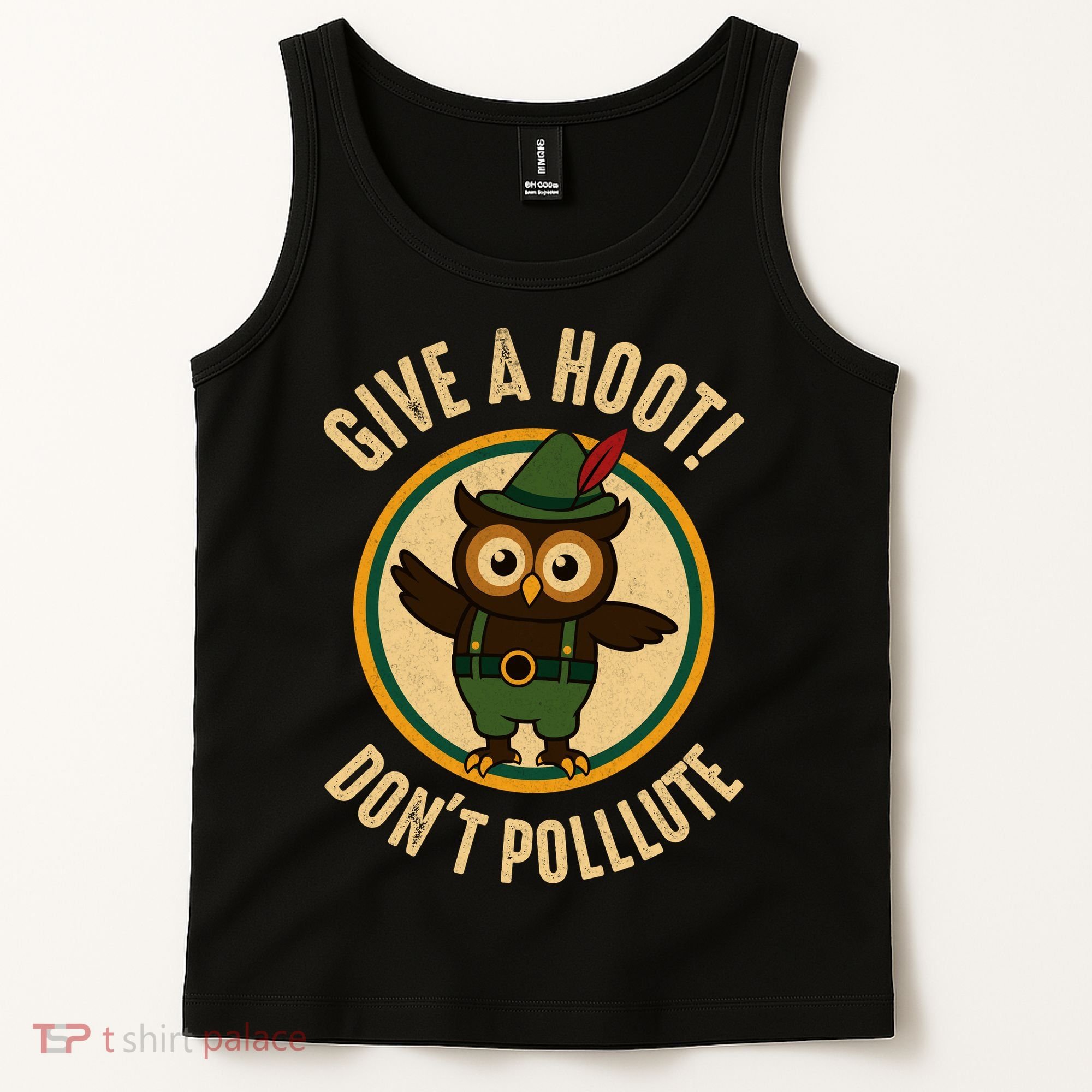Give A Hoot! Don't Pollute Owl Eco-Friendly Tank Top
