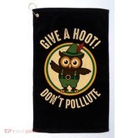 Give A Hoot! Don't Pollute Owl Eco-Friendly Golf Towel thumb 0