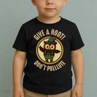 Give A Hoot! Don't Pollute Owl Eco-Friendly Toddler T-Shirt thumb 2