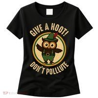 Give A Hoot! Don't Pollute Owl Eco-Friendly Women's T-Shirt thumb 0