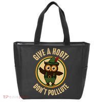 Give A Hoot! Don't Pollute Owl Eco-Friendly Tote Bag thumb 0