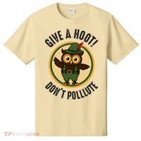 Give A Hoot! Don't Pollute Owl Eco-Friendly T-Shirt thumb 0