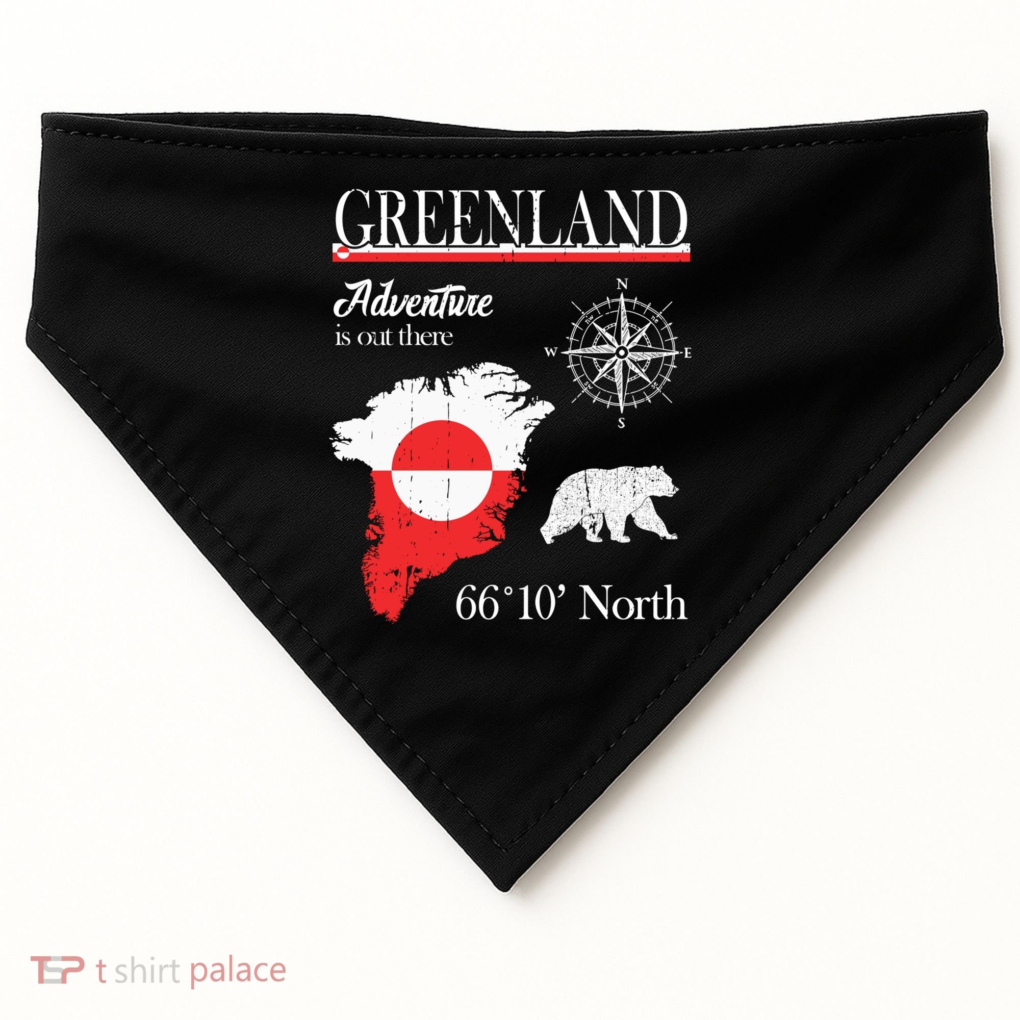 Greenland Adventure Is Out There Greenland Flag USA-Made Doggie Bandana