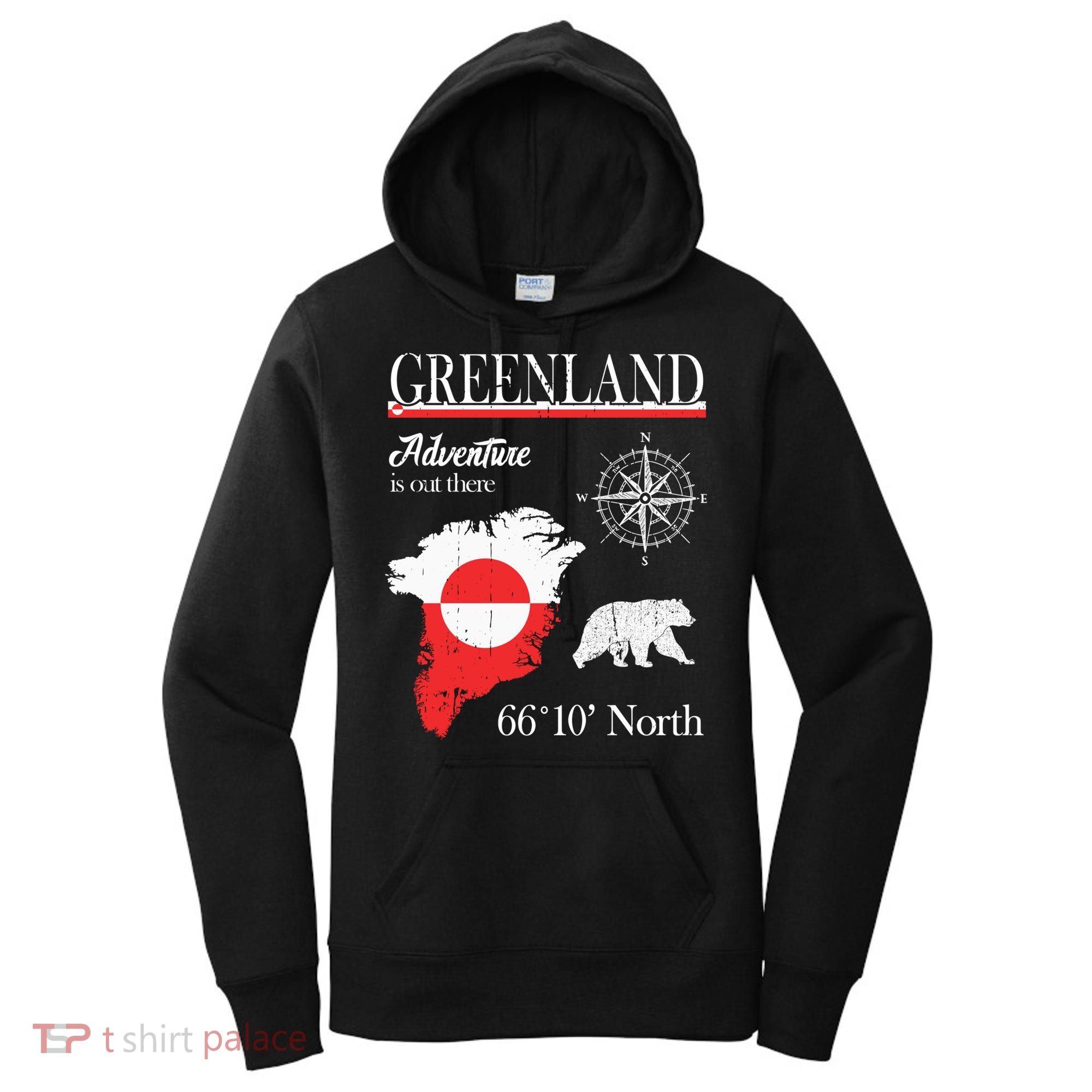 Greenland Adventure Is Out There Greenland Flag Women's Hoodie