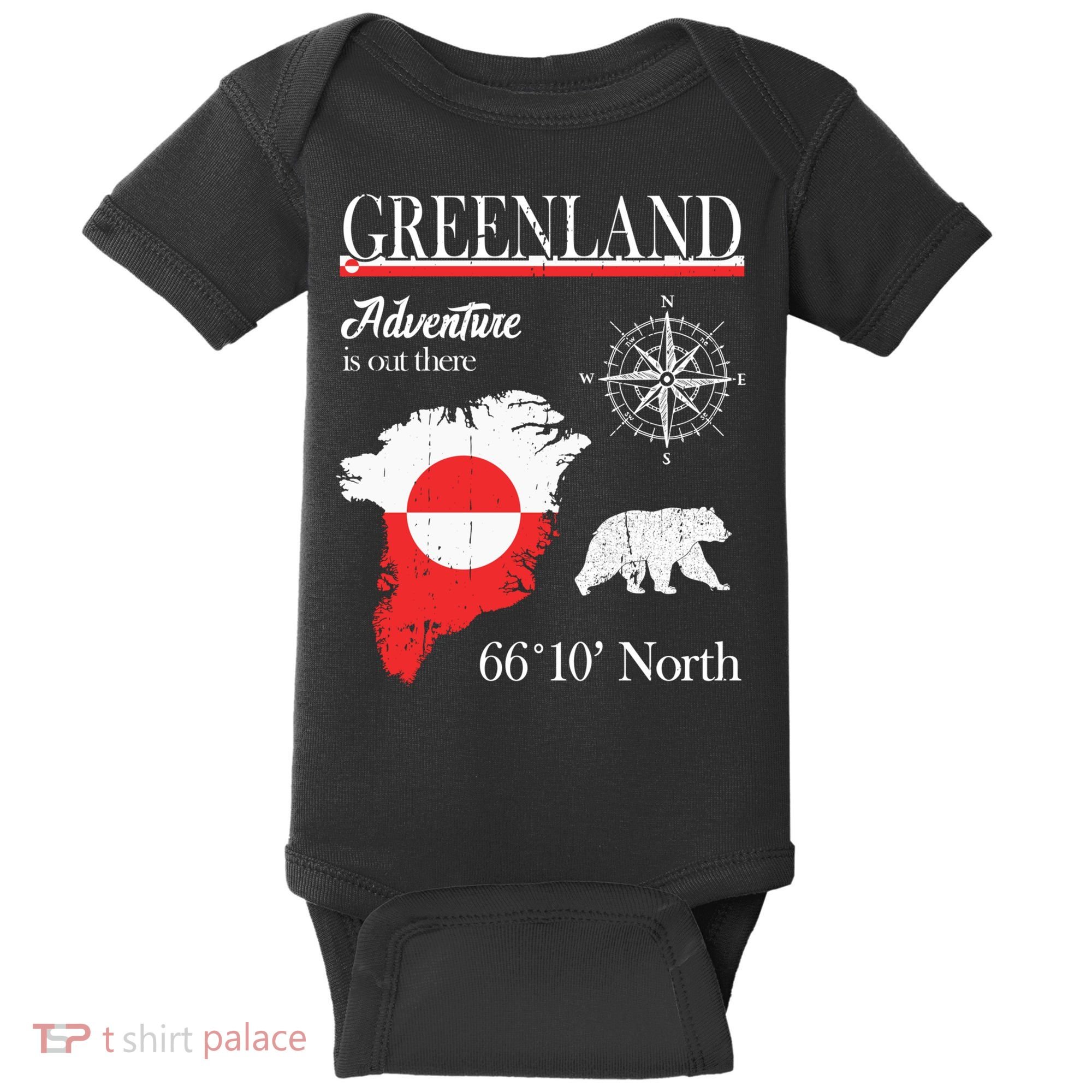 Greenland Adventure Is Out There Greenland Flag Baby Bodysuit