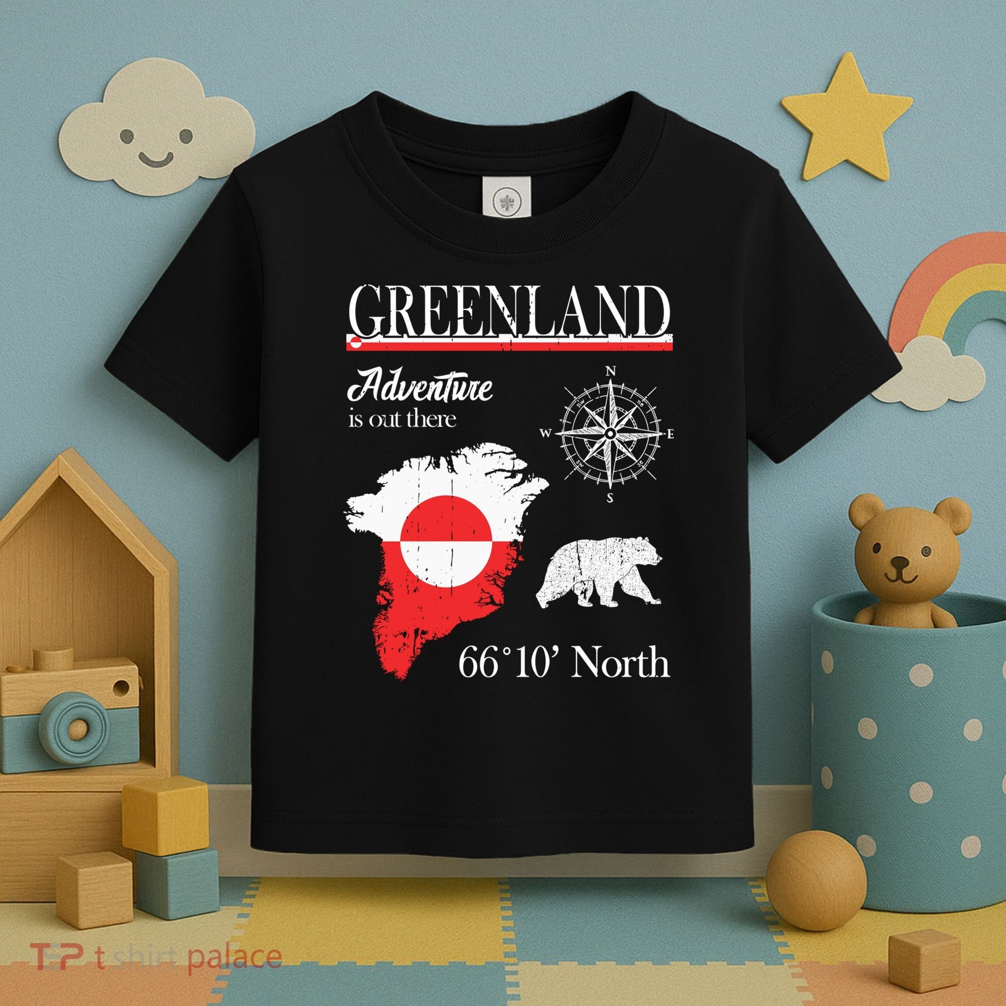 Greenland Adventure Is Out There Greenland Flag Toddler T-Shirt