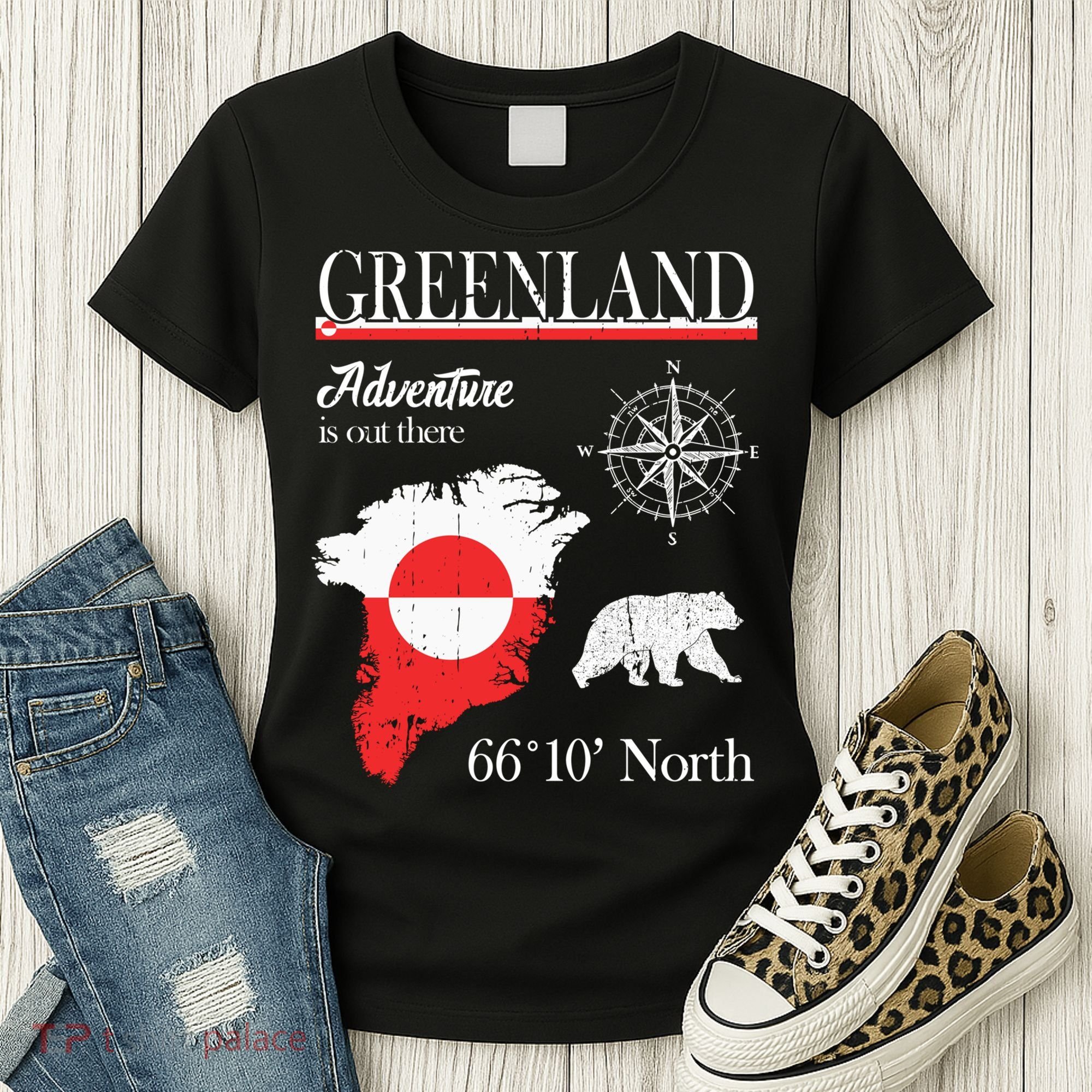 Greenland Adventure Is Out There Greenland Flag Women's T-Shirt