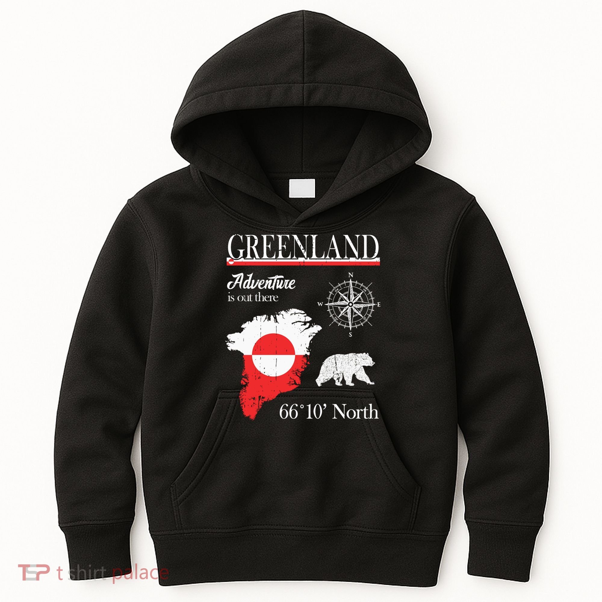 Greenland Adventure Is Out There Greenland Flag Kids Hoodie
