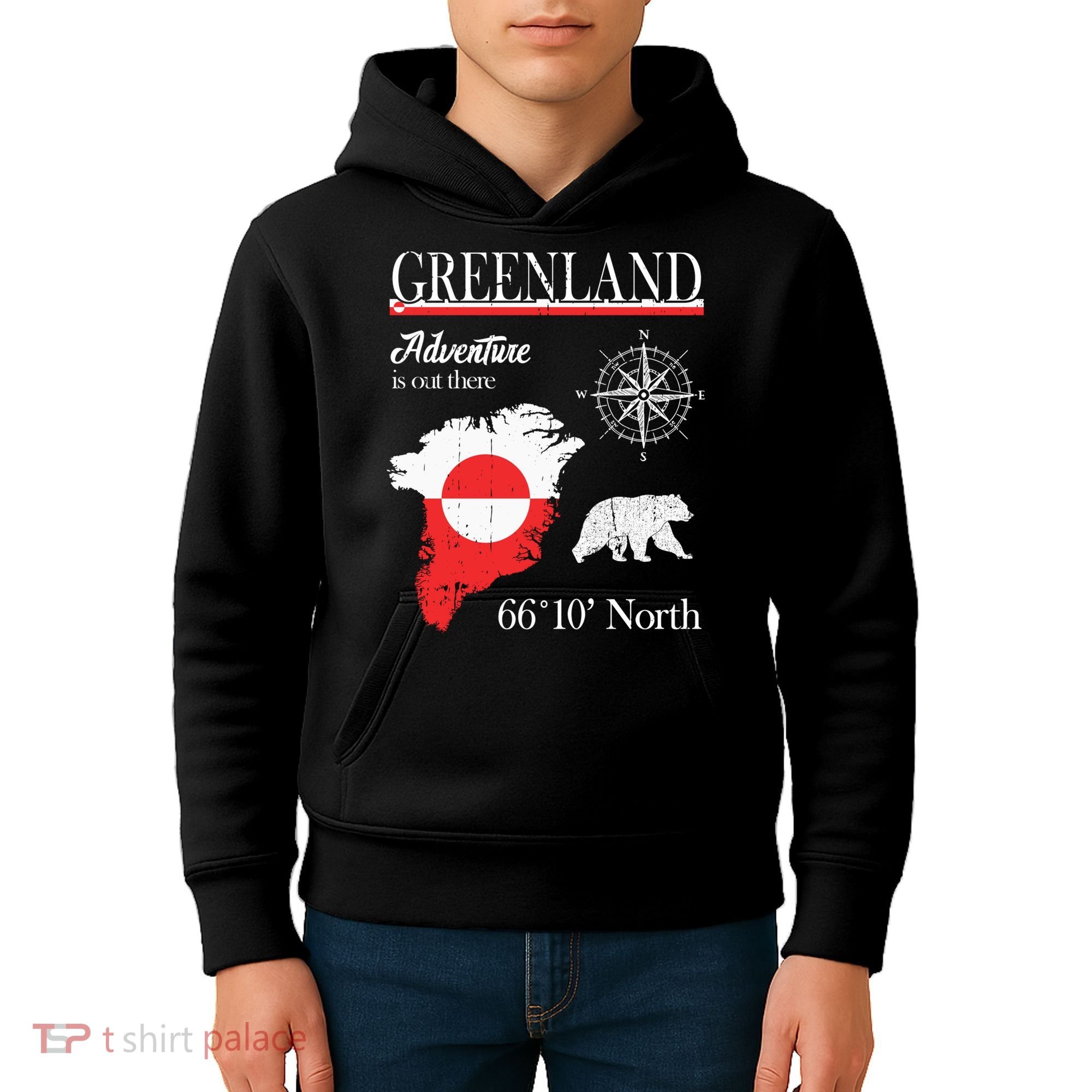 Greenland Adventure Is Out There Greenland Flag Kids Hoodie