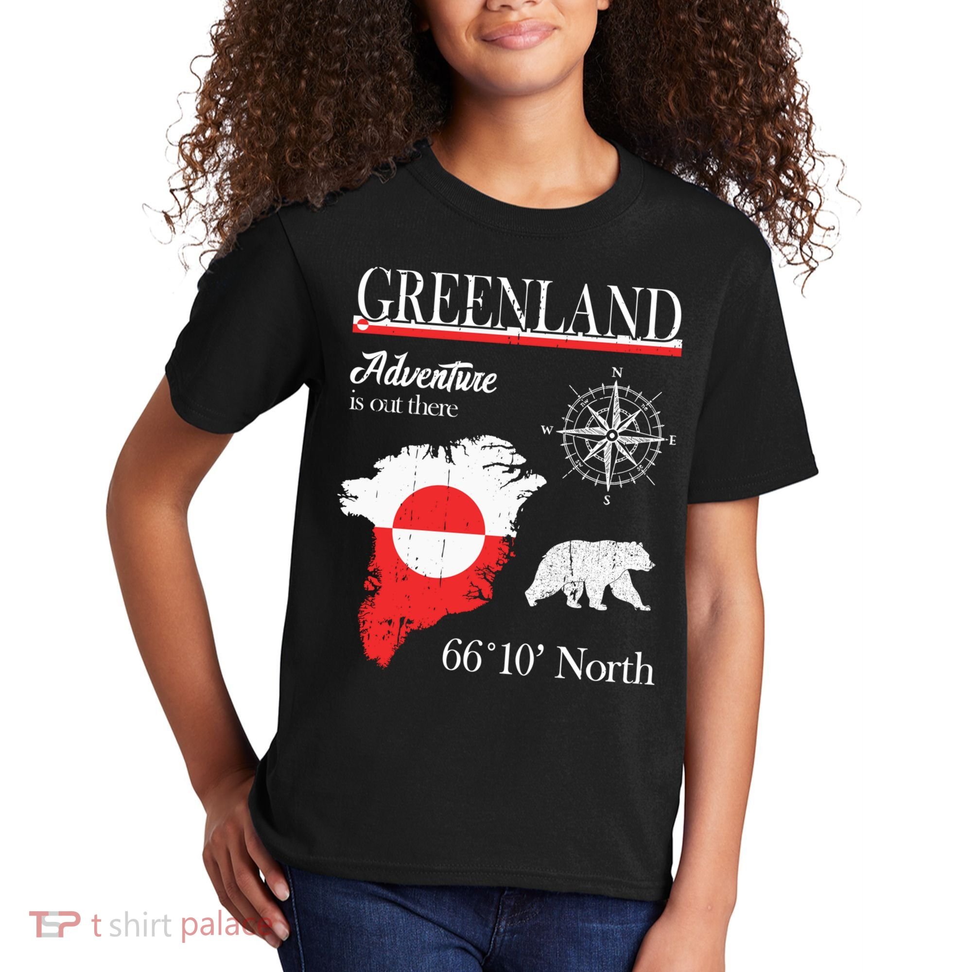 Greenland Adventure Is Out There Greenland Flag Kids T-Shirt