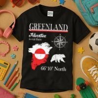 Greenland Adventure Is Out There Greenland Flag Kids T-Shirt thumb 3